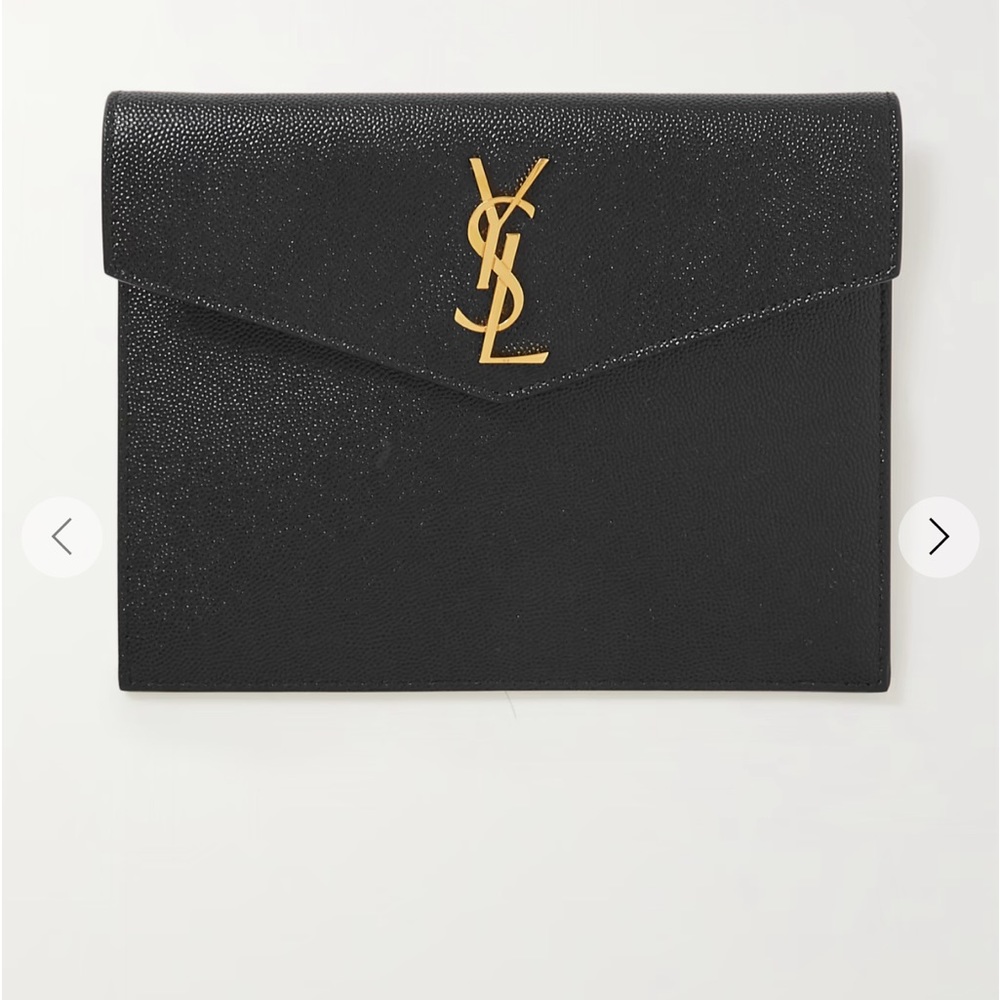 New with tag, Saint Laurent Uptown Baby textured-leather pouch